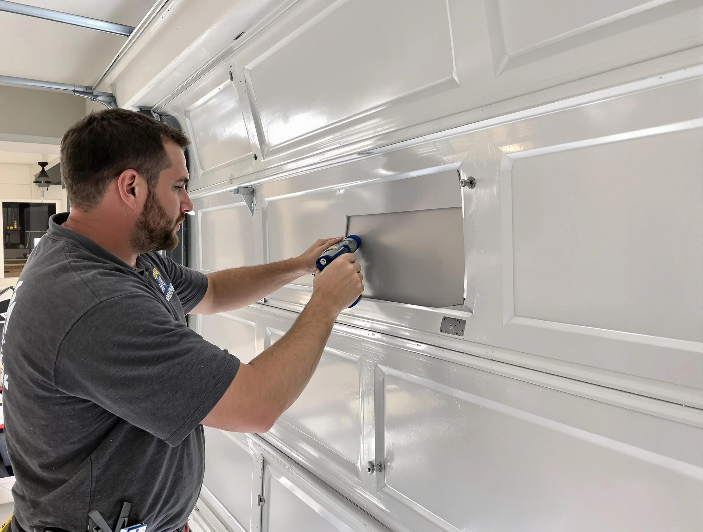 Garage door panel repair by Carefree Garage Door Repair in Carefree