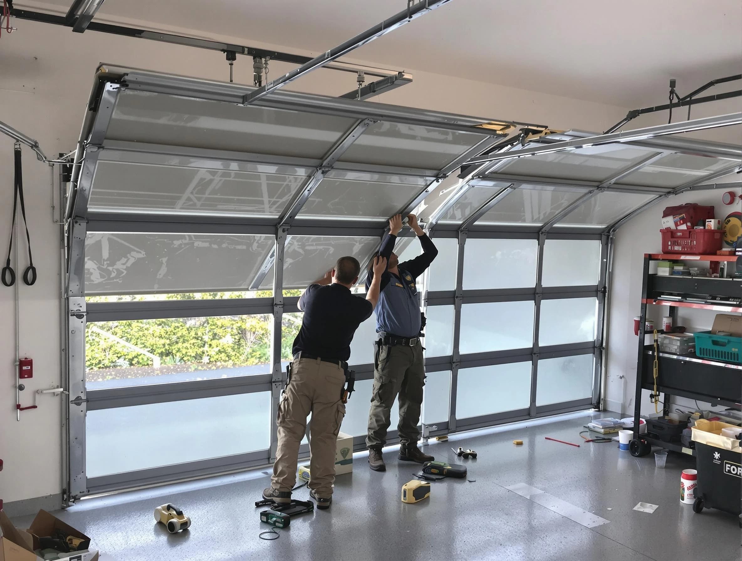 Carefree Garage Door Repair expert performing precise panel replacement on Carefree garage door