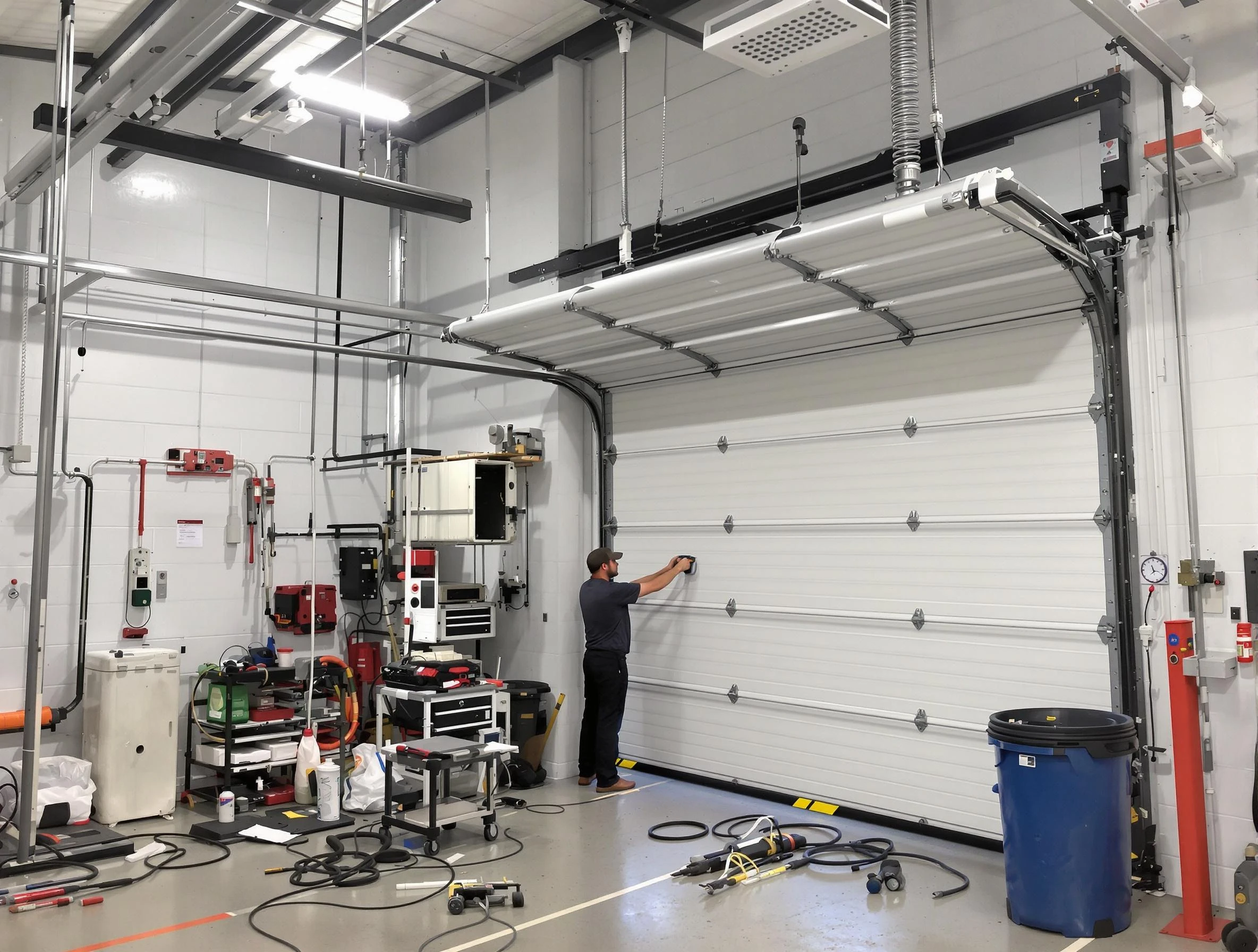 Carefree Garage Door Repair certified technician performing commercial door repair at a Carefree business facility