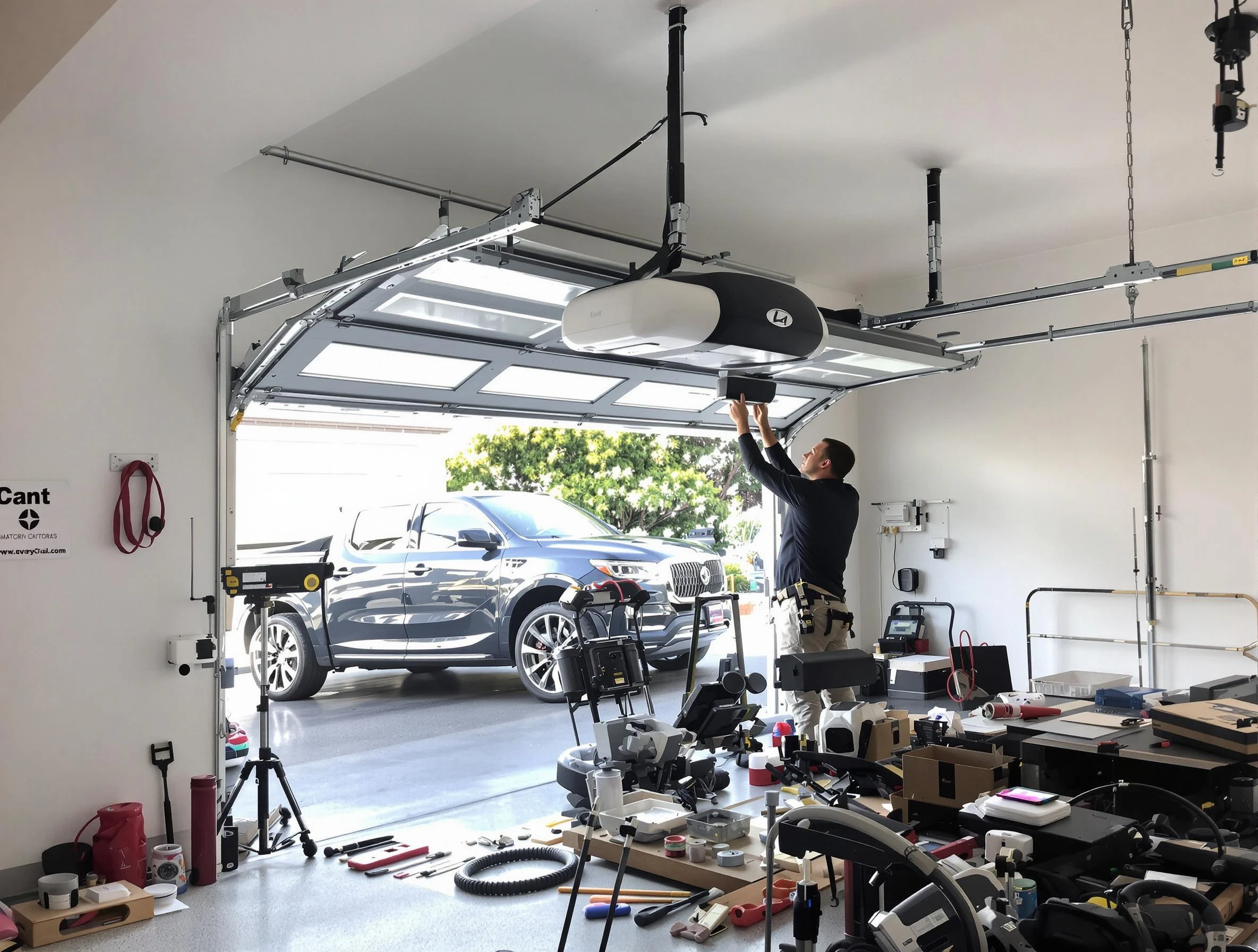 Carefree Garage Door Repair specialist installing smart garage door opener system in Carefree home
