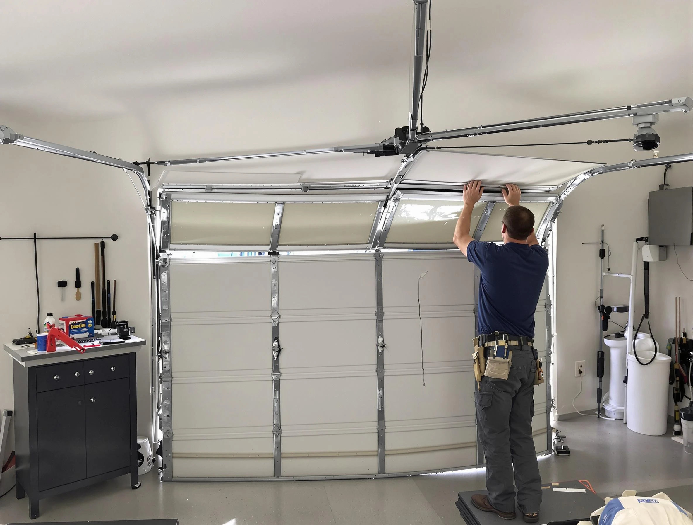 Carefree Garage Door Repair specialist performing precise section replacement on Carefree garage door