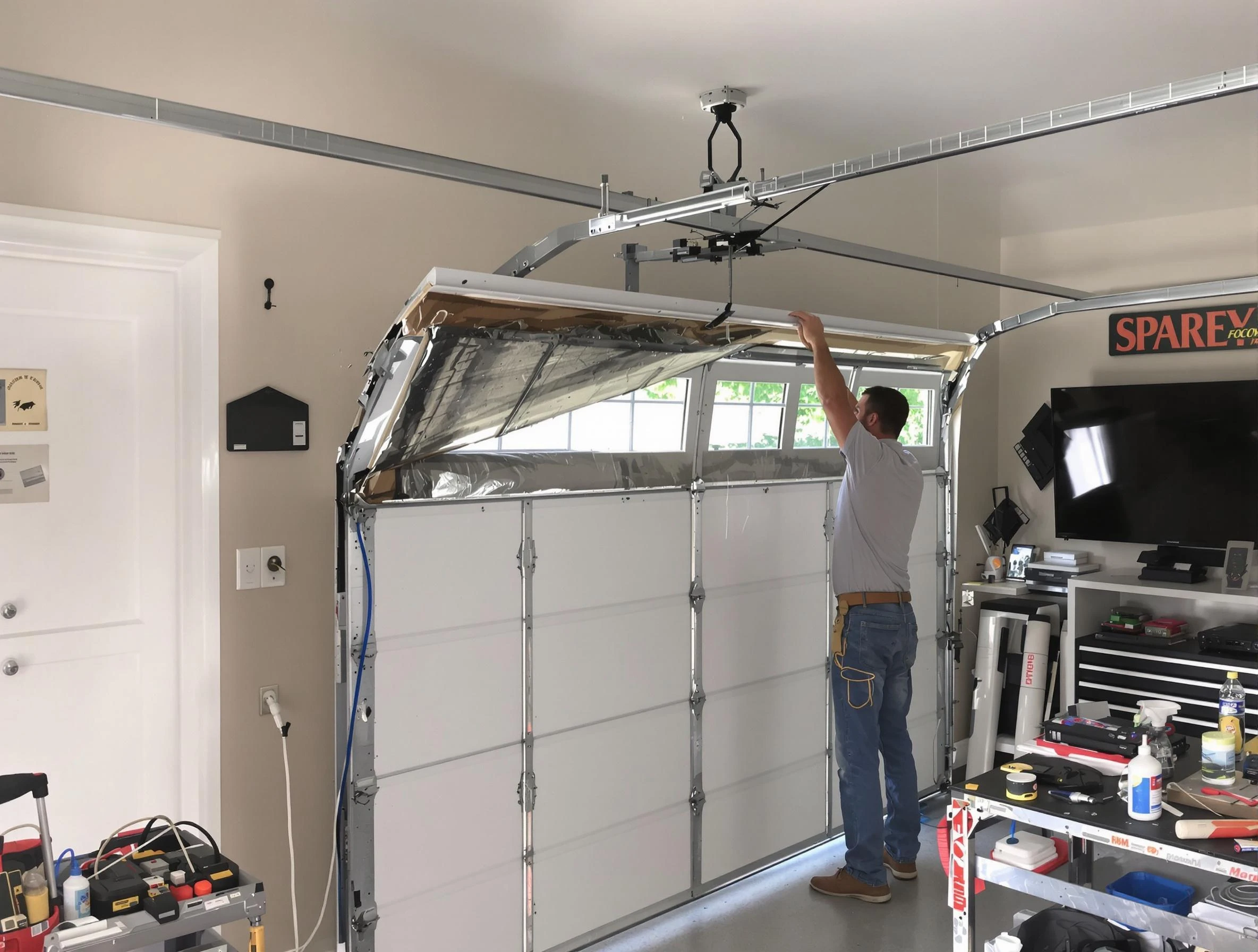 Garage door section replacement by Carefree Garage Door Repair in Carefree