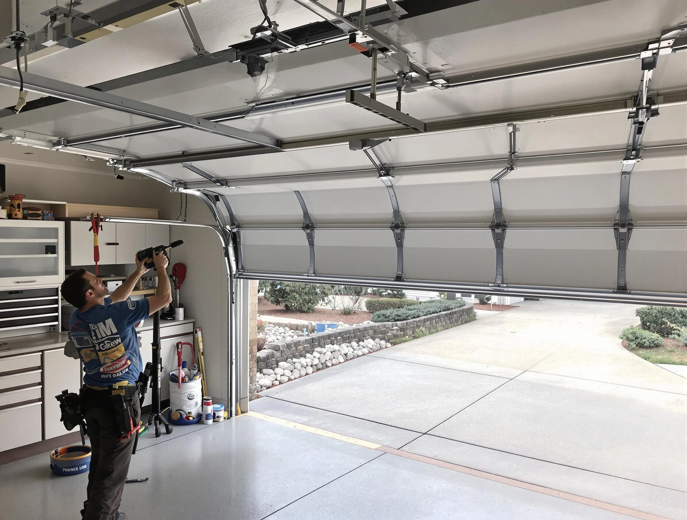 Garage door track repair service by Carefree Garage Door Repair in Carefree